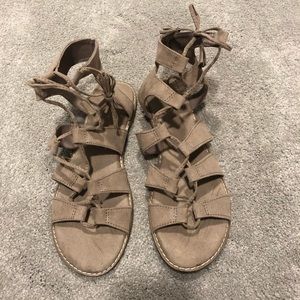 Tan old navy lace up sandals